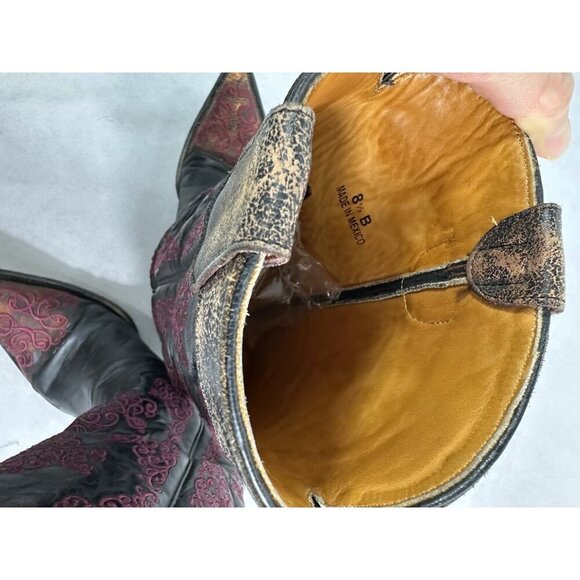 Old Gringo Distressed Embroidered Leather Tall Womens Boots 8.5 Read - Picture 10 of 10